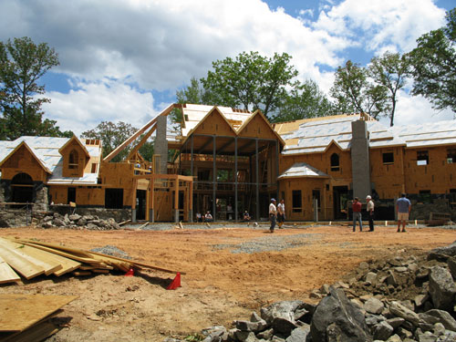 Brock Builders framing house in Biltmore Forest